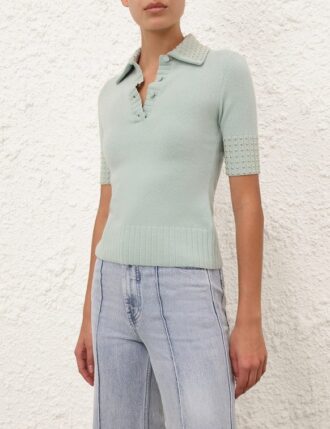 Polo decorata Rebellion color menta online