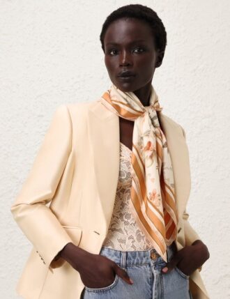 Quadrato in seta stampata 90 Cream Songbird Online