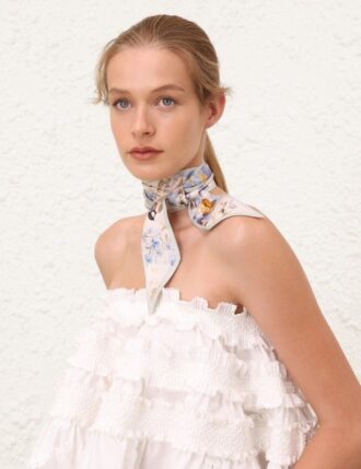 Sciarpa in seta stampata Blue Songbird Online Sciarpa in seta stampata Blue Songbird Online