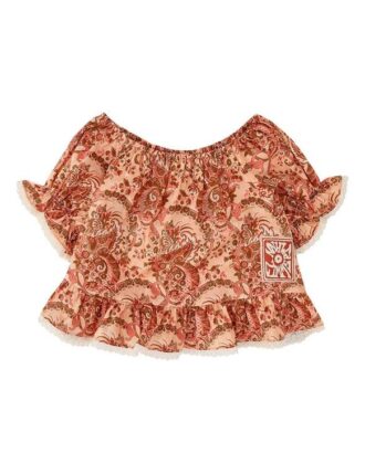 Top Aster Kids con maniche a volant e motivo floreale paisley rosa online