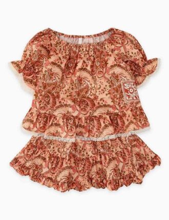 Top Aster Kids con maniche a volant e motivo floreale paisley rosa online