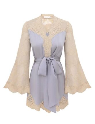 Top avvolgente in raso Luna blu polvere online