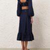 Top con volant in Denim Aster, colore inchiostro, online