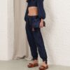 Top con volant in Denim Aster, colore inchiostro, online