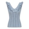 Top con volant metallizzati Aster in blu metallizzato online Top con volant metallizzati Aster in blu metallizzato online