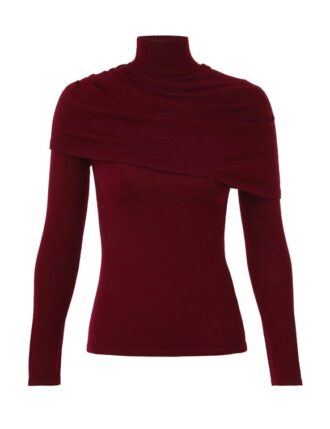 Top drappeggiato in lana merino Rebellion bordeaux online