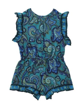 Tuta corta con volant Patience per bambini in blu paisley online