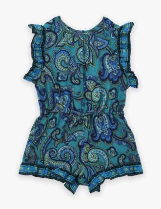 Tuta corta con volant Patience per bambini in blu paisley online